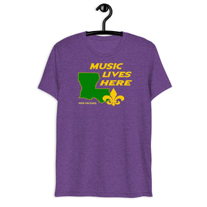 Mardi Gras "MUSIC LIVES HERE" Triblend T-Shirt