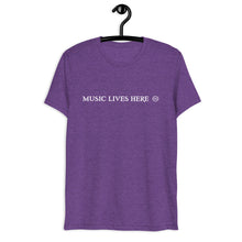 "MUSIC LIVES HERE" All Caps - Men's Triblend T-Shirt