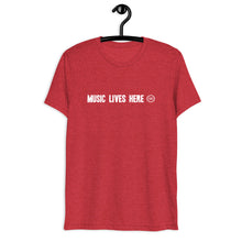 "MUSIC LIVES HERE"- ALL CAPS - Men's Triblend T-shirt