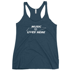 Tennessee "MUSIC LIVES HERE" Women's Triblend Racerback Tank