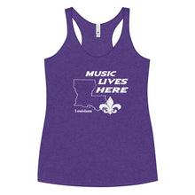 Louisiana "MUSIC LIVES HERE" Women's Triblend Racerback Tank