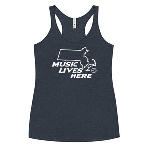 Massachusetts "MUSIC LIVES HERE" Women's Triblend Racerback Tank