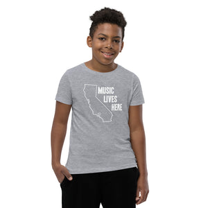 California "MUSIC LIVES HERE" Youth Short Sleeve T-Shirt