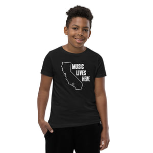 California "MUSIC LIVES HERE" Youth Short Sleeve T-Shirt