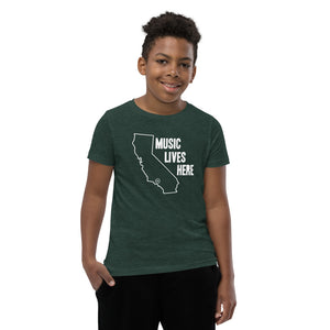 California "MUSIC LIVES HERE" Youth Short Sleeve T-Shirt